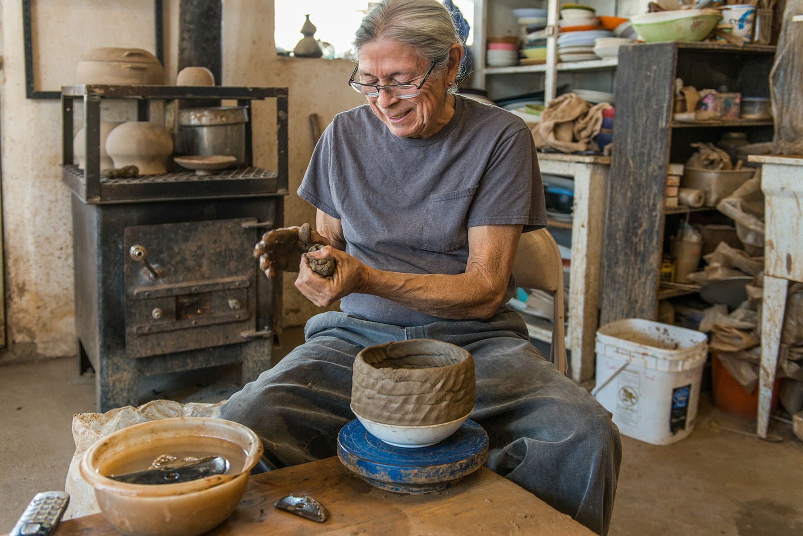 Most local crafters make pottery from oven-baked clay but have you